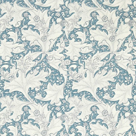 Morris & Co 217187 Emery Walker’s House Wallflower Woad Blue - tapeta w liście akantu