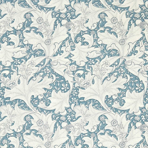 Morris & Co 217187 Emery Walker’s House Wallflower Woad Blue - tapeta w liście akantu