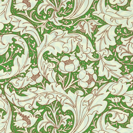 Morris & Co 217096 Cornubia Bachelors Button Leaf Green/Sky - tapeta roślinna w chabry