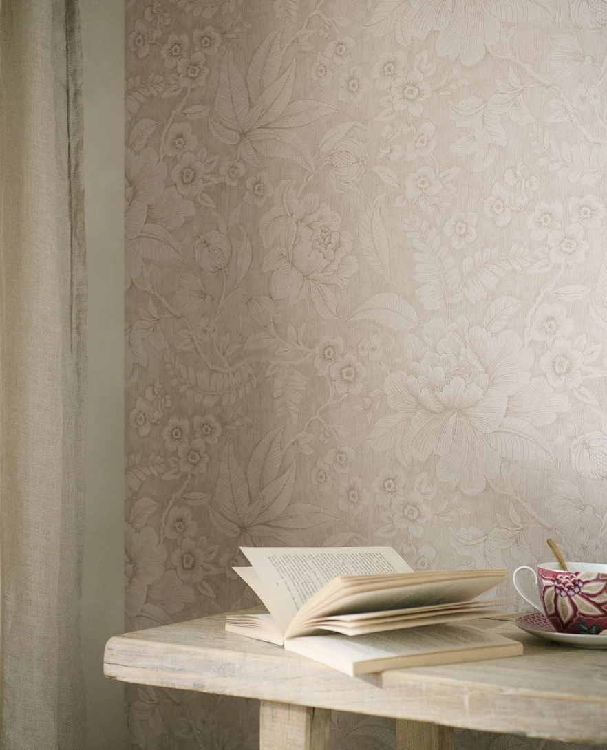 Eijffinger 333100 Pip Studio 6 - tapeta z motywem kwiatów, liści i pionowych prążków