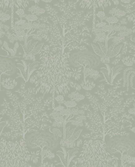 Eijffinger 333111 Pip Studio 6 - tapeta z motywem metalicznych drzew i ptaków