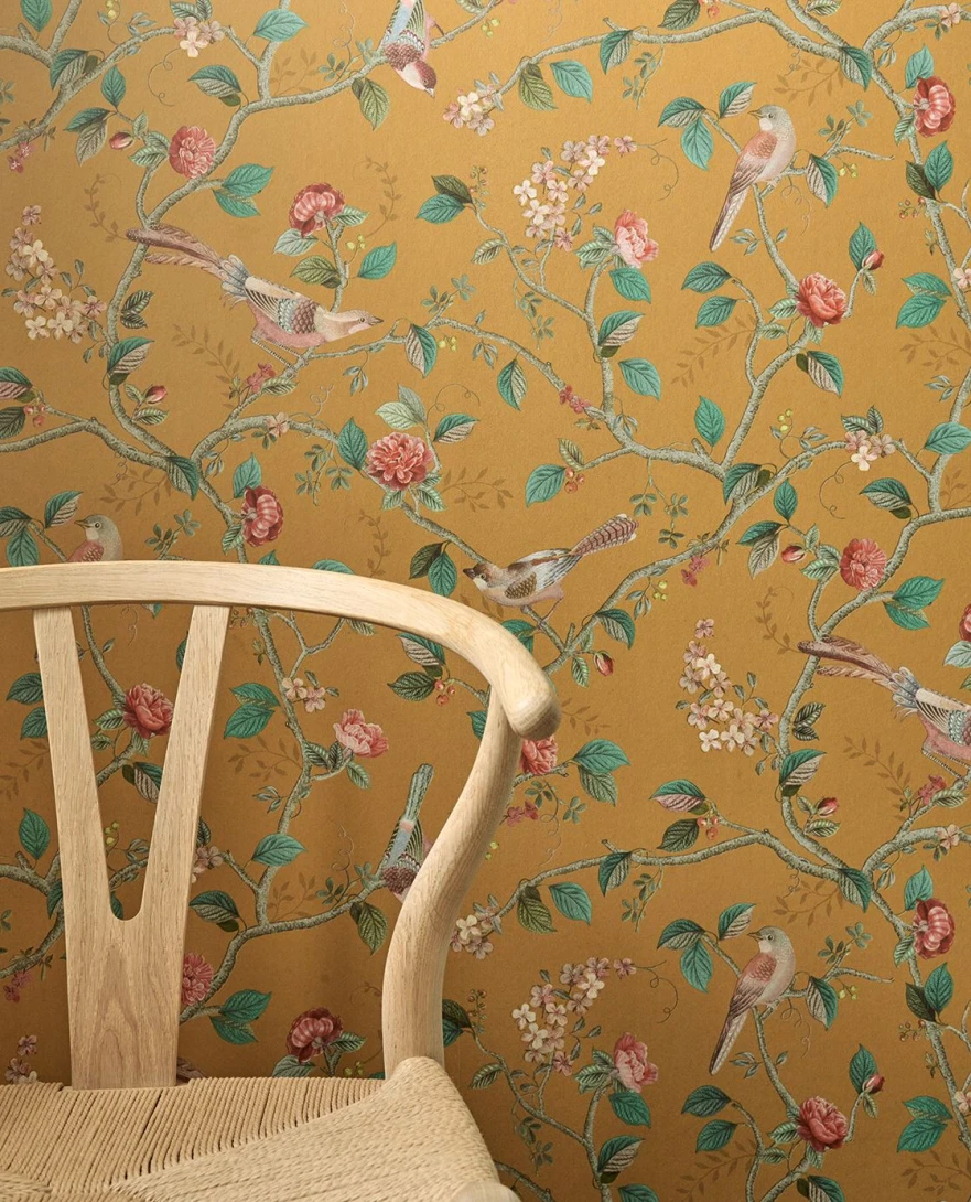 Eijffinger 333125 Pip Studio 6 - tapeta z motywem gałęzi kwiatów i ptaków
