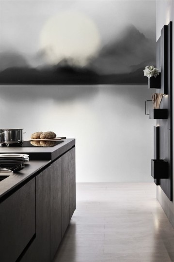 London Art 16093-03 Iconic Re-edition Black Drop - mural z cieniowanym pejzażem gór