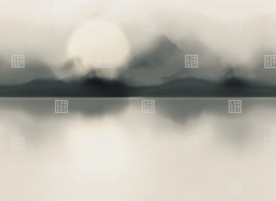 London Art 16093-04 Iconic Re-edition Black Drop - mural z cieniowanym pejzażem gór