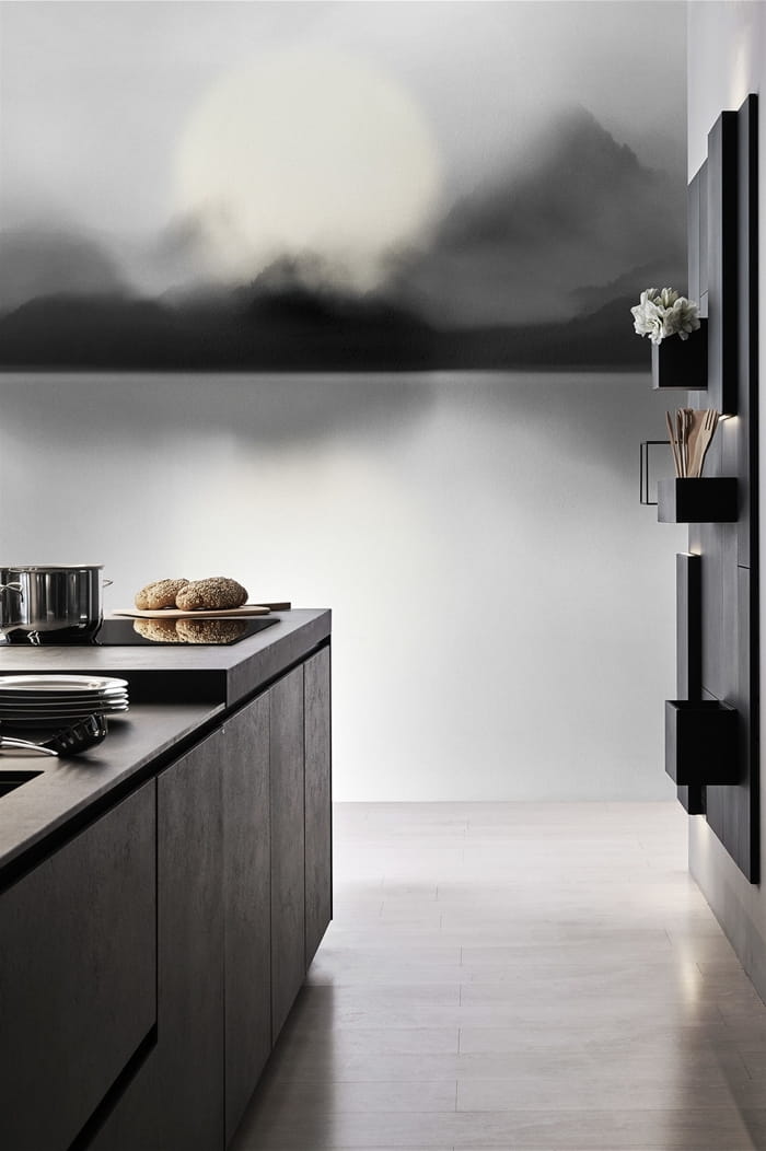 London Art 16093-04 Iconic Re-edition Black Drop - mural z cieniowanym pejzażem gór