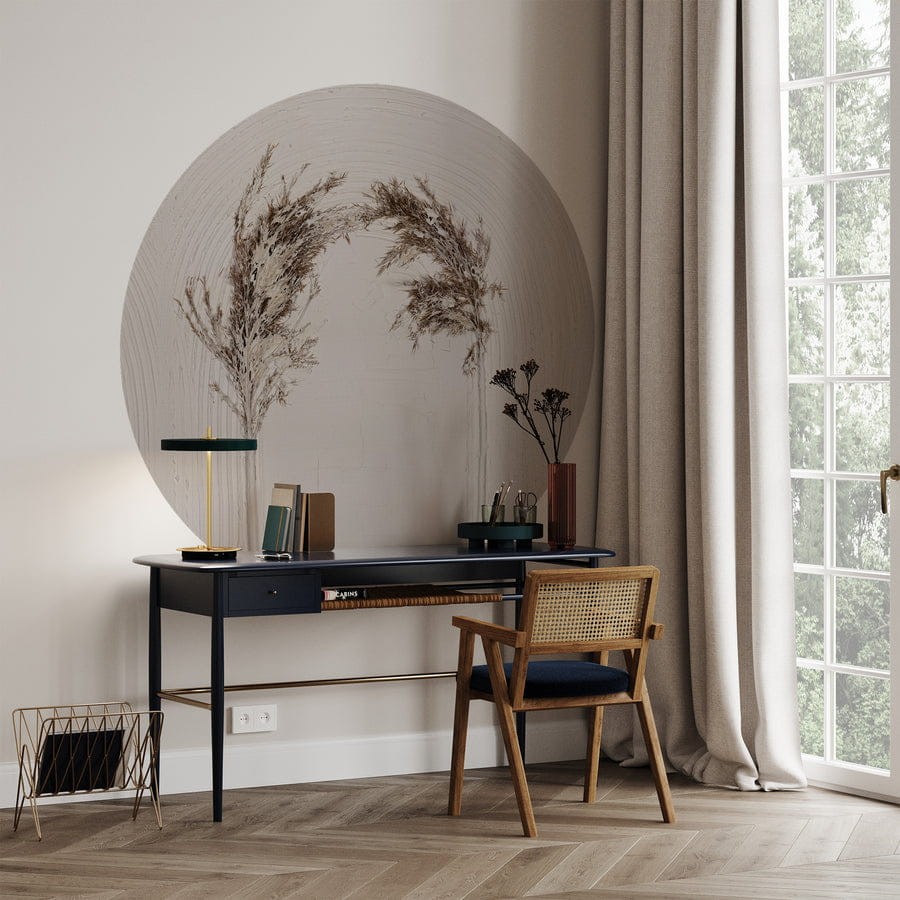 Wall Art Annowa Anticci - okrągły mural z motywem łuków art-deco i źdźbła trawy