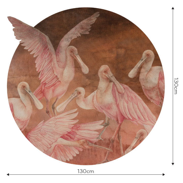 Wall Art Annowa Tempesta Ajaja - okrągły mural z motywem ptaków warzęch