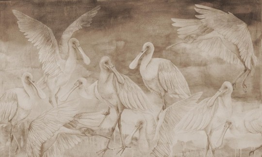 Wall Art Annowa Ajaja Beige - mural z motywem ptaków warzęch