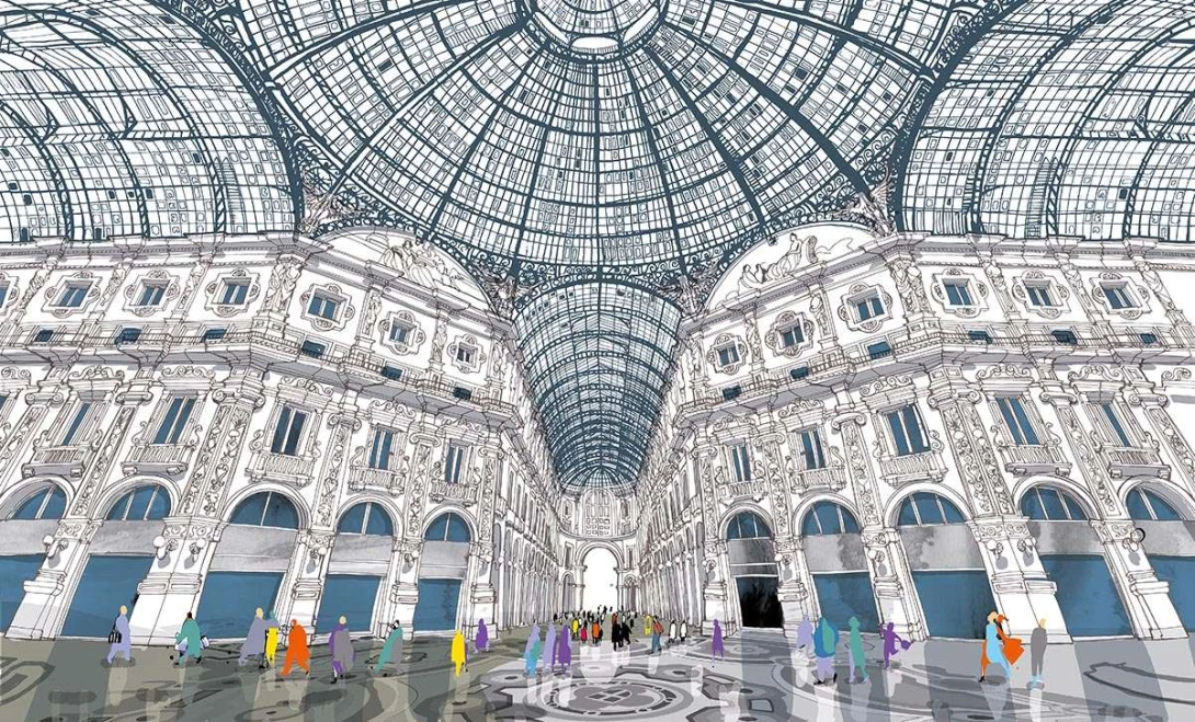 Wallpepper CS-02-A Capsule Carlo Stanga Galleria - mural z motywem Galerii Vittorio Emanuele II w Mediolanie