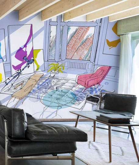 Wallpepper CS-05-A Capsule Carlo Stanga Oblique Interior - mural z motywem studia fotograficznego