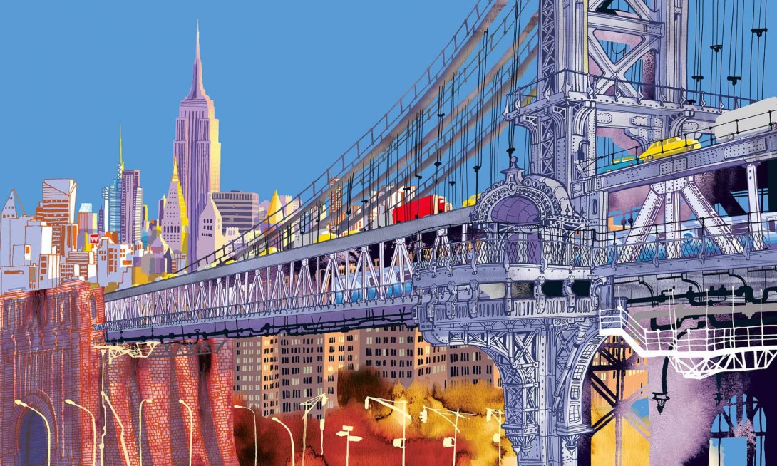 Wallpepper CS-09-A Capsule Carlo Stanga Back to gallery Manhattan Bridge, New York - mural z motywem mostu w Nowym Jorku