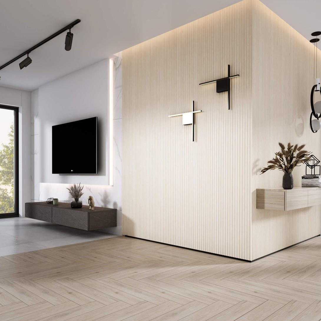 Lamele ścienne Lamelio Onda Dąb Biały