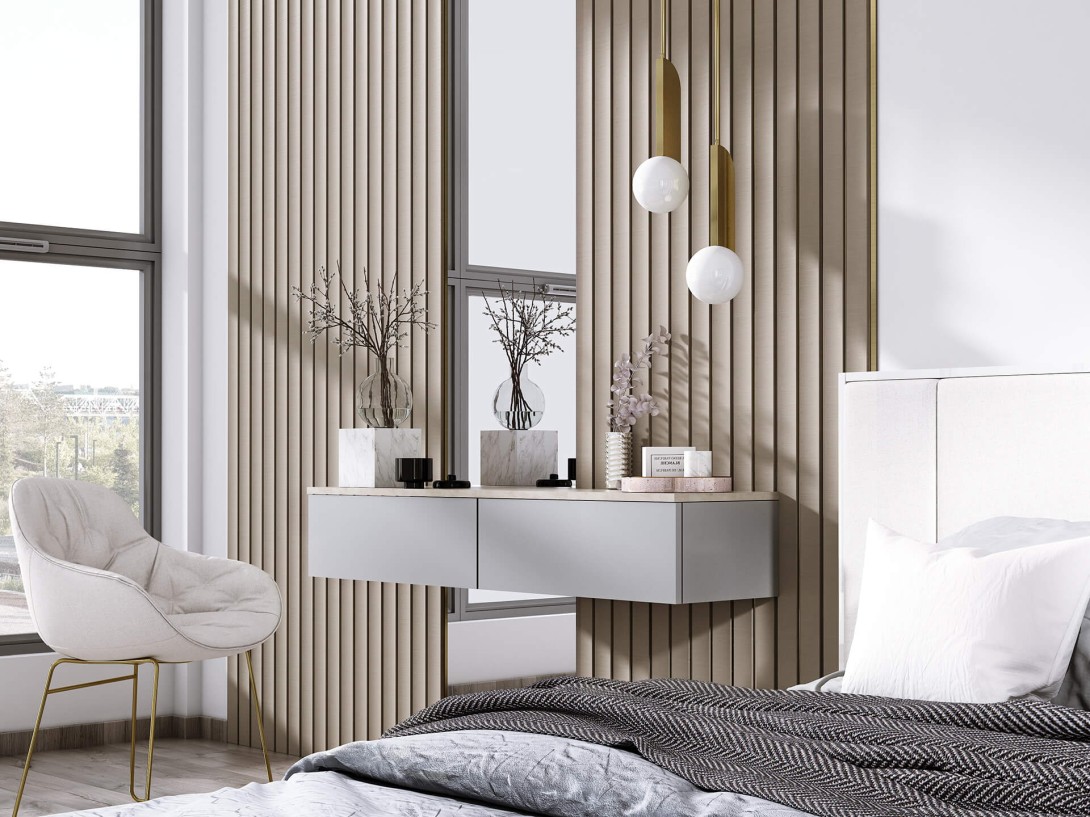 Lamele ścienne Lamelio Amber Beżowy