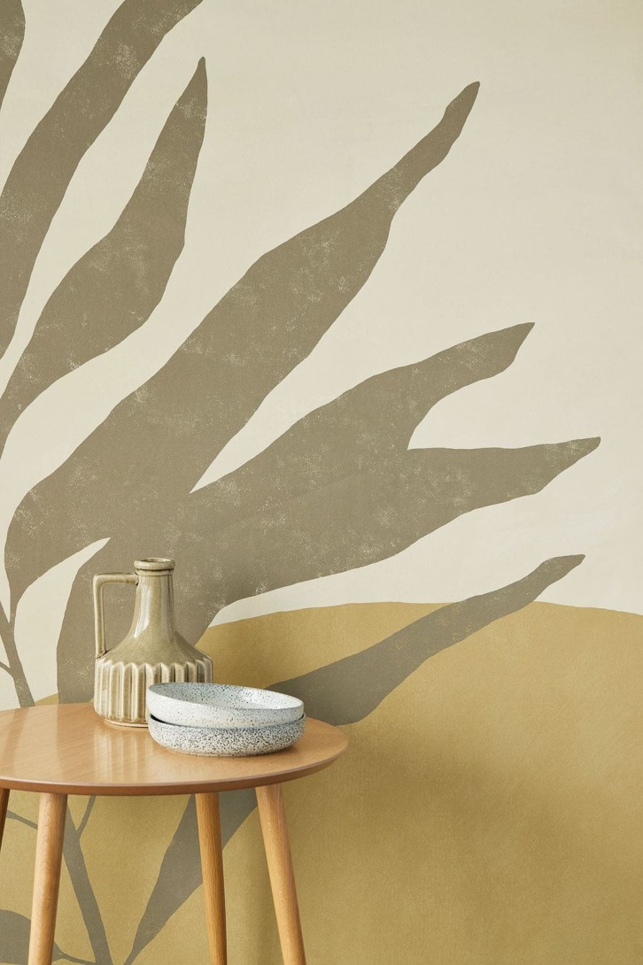 Eijffinger 318074 Twist - mural z motywem liści palmy i geometrycznego tła