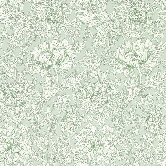 Morris & Co 217069 Simply Morris Chrysanthemum Toile Willow - tapeta w chryzantemy