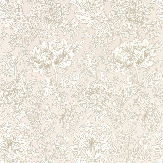 Morris & Co 217070 Simply Morris Chrysanthemum Toile Cochineal/Pink  - tapeta w chryzantemy
