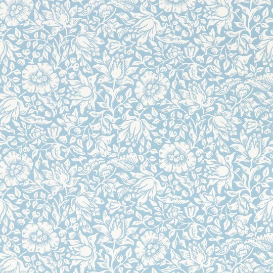 Morris & Co 217071 Simply Morris Mallow Powder Blue - tapeta w kwiaty malwy