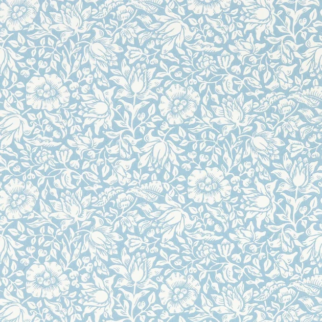 Morris & Co 217071 Simply Morris Mallow Powder Blue - tapeta w kwiaty malwy