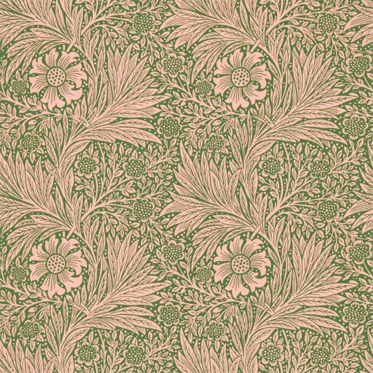 Morris & Co 216953 Queen Square Marigold Pink/Olive - tapeta w aksamitkę