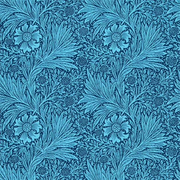 Morris & Co 216954 Queen Square Marigold Navy - tapeta w aksamitkę