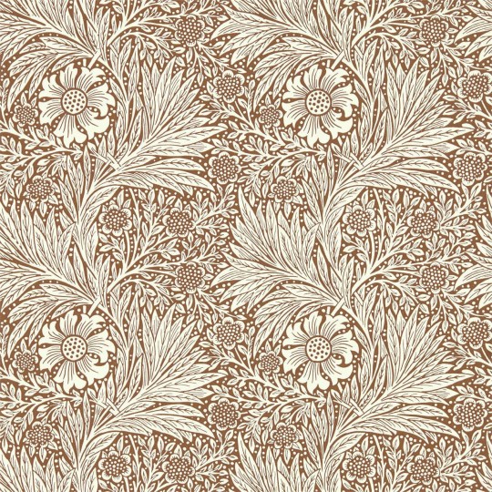 Morris & Co 216955 Queen Square Marigold Chocolate/Cream - tapeta w aksamitkę