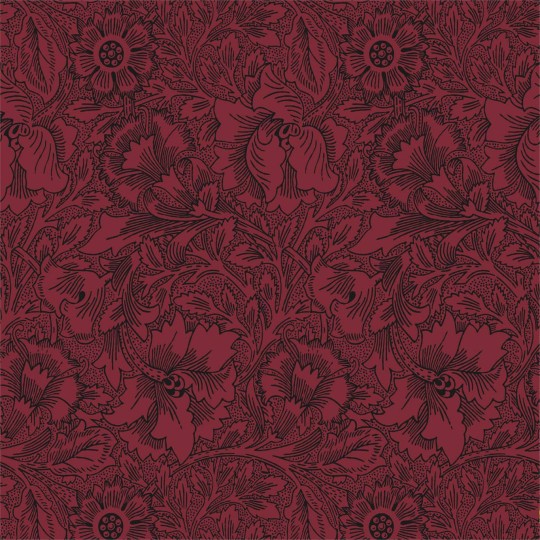 Morris & Co 216956 Queen Square Poppy Claret - tapeta w maki