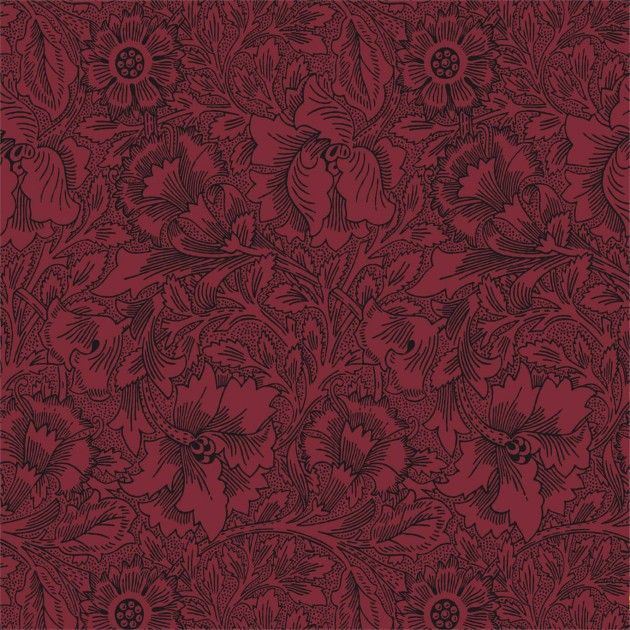 Morris & Co 216956 Queen Square Poppy Claret - tapeta w maki