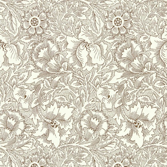 Morris & Co 216957 Queen Square Poppy Cream/Chocolate - tapeta w maki