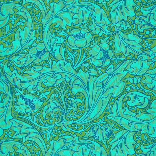Morris & Co 216959 Queen Square Bachelors Button Olive/Turquoise - tapeta w kwiaty