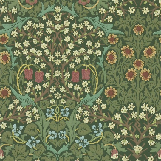 Morris & Co 216857 Compilation Blackthorn Green - tapeta roślinna