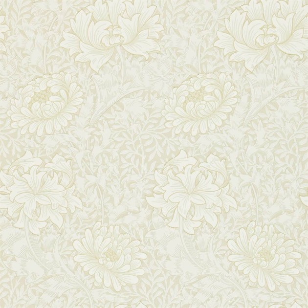 Morris & Co 216823 Compilation Chrysanthemum Chalk - tapeta w kwity chryzantemy