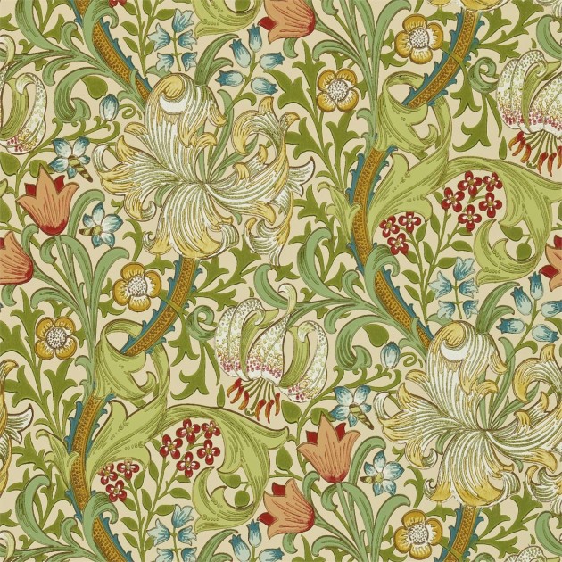 Morris & Co 216858 Compilation Golden Lily Pale Biscuit - tapeta w kwiaty