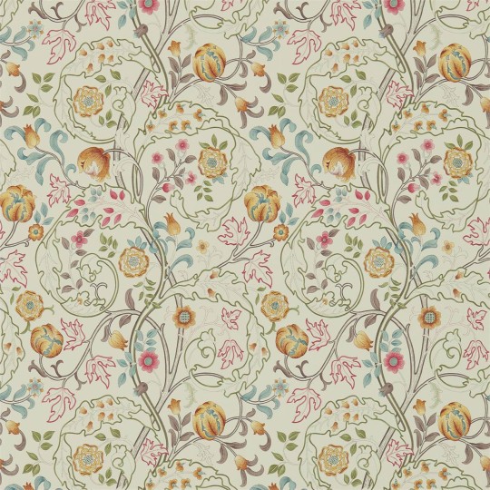 Morris & Co 216843 Compilation Mary Isobel Russet/Taupe - tapeta roślinna z kwiatem akantu