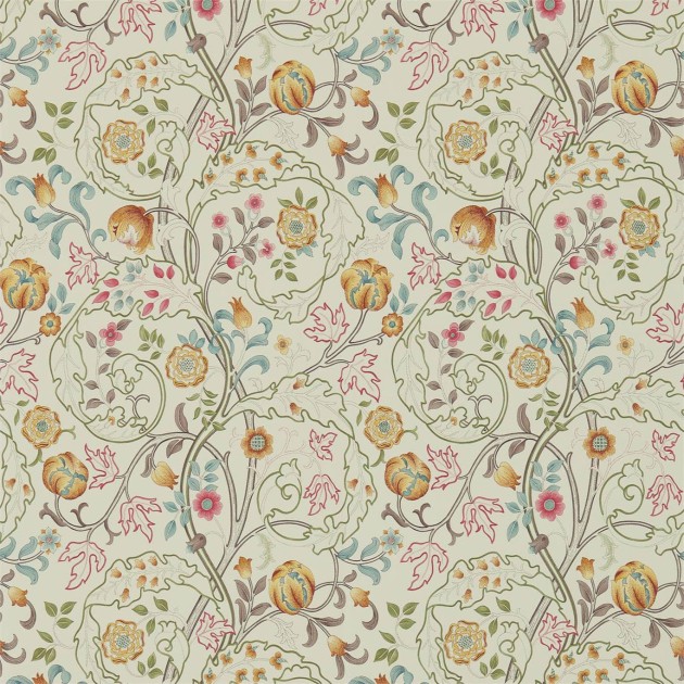 Morris & Co 216843 Compilation Mary Isobel Russet/Taupe - tapeta roślinna z kwiatem akantu