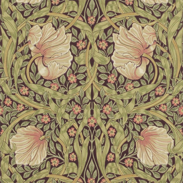 Morris & Co 216852 Compilation Pimpernel Bullrush/Russet - tapeta w kwiaty
