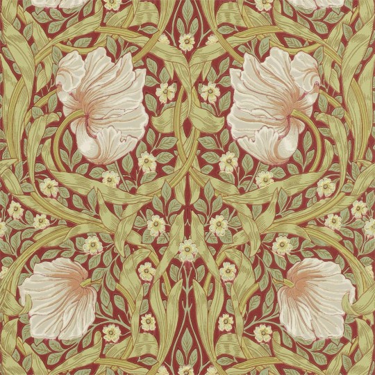 Morris & Co 216845 Compilation Pimpernel Brick/Olive - tapeta w kwiaty
