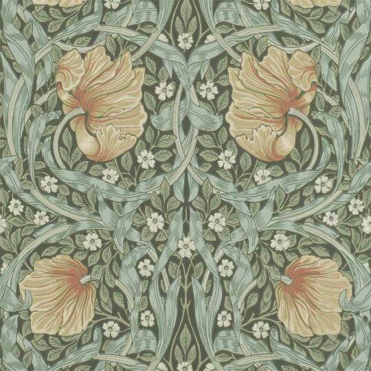 Morris & Co 216856 Compilation Pimpernel Bayleaf/Manilla - tapeta w kwiaty