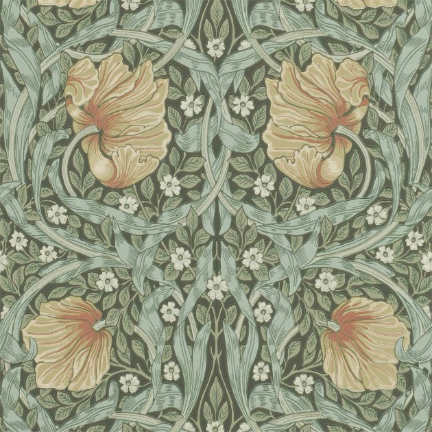Morris & Co 216856 Compilation Pimpernel Bayleaf/Manilla - tapeta w kwiaty