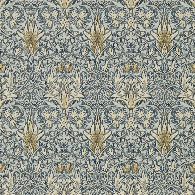 Morris & Co 216812 Compilation Snakeshead Indigo/Cumin - tapeta roślinna
