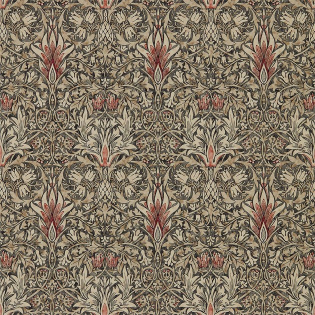 Morris & Co 216870 Compilation Snakeshead Charcoal/Spice - tapeta roślinna