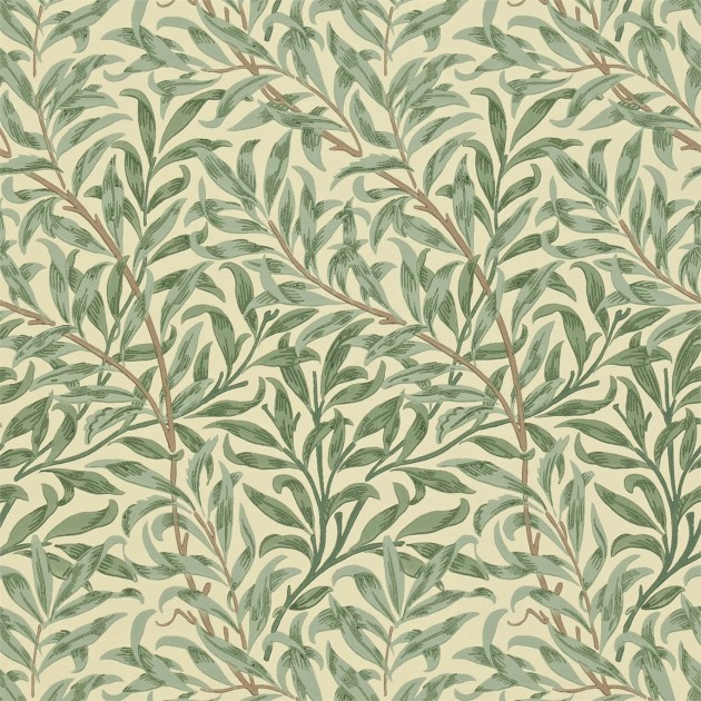 Morris & Co 216866 Compilation Willow Bough Green - tapeta z wierzbą