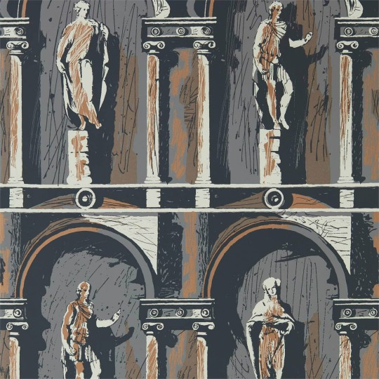Zoffany 312967 Palladio Montacute City Grey/Bone Black - tapeta z rzędami posągów