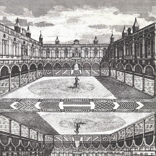 Zoffany 312972 Palladio Royal Exchange Snow/Architects White - tapeta z placem królewskim