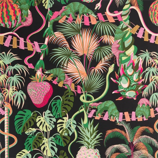Zoffany 312981 Palladio Precarious Pangolins Tropical - tapeta z roślinnością tropikalną