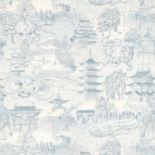 Zoffany 312987 Kensington Walk Eastern Palace Indigo - tapeta azjatycka