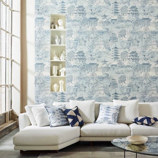 Zoffany 312987 Kensington Walk Eastern Palace Indigo - tapeta azjatycka