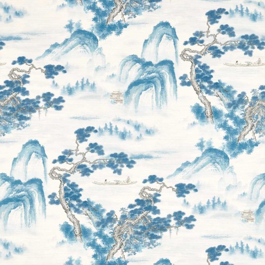 Zoffany 312984 Kensington Walk Floating Mountains Indigo - tapeta orientalna