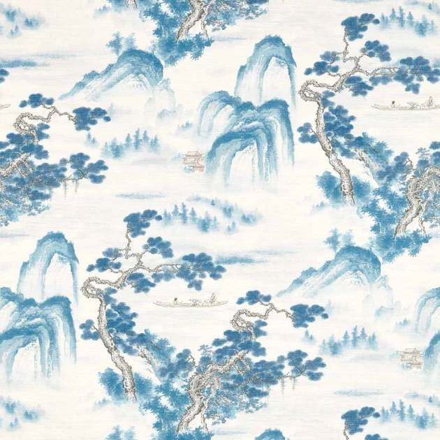 Zoffany 312984 Kensington Walk Floating Mountains Indigo - tapeta orientalna