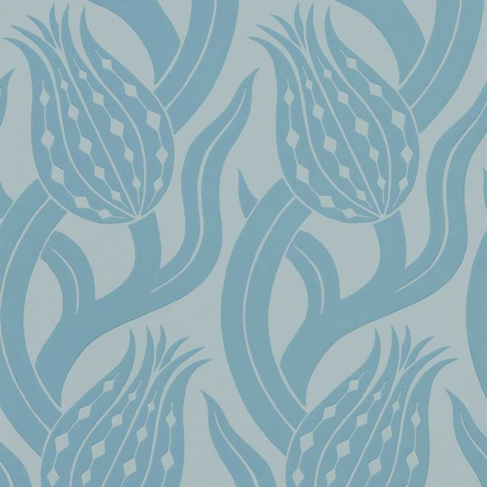Zoffany 312997 Kensington Walk Persian Tulip Blue Stone - tapeta w kwiaty tulipana