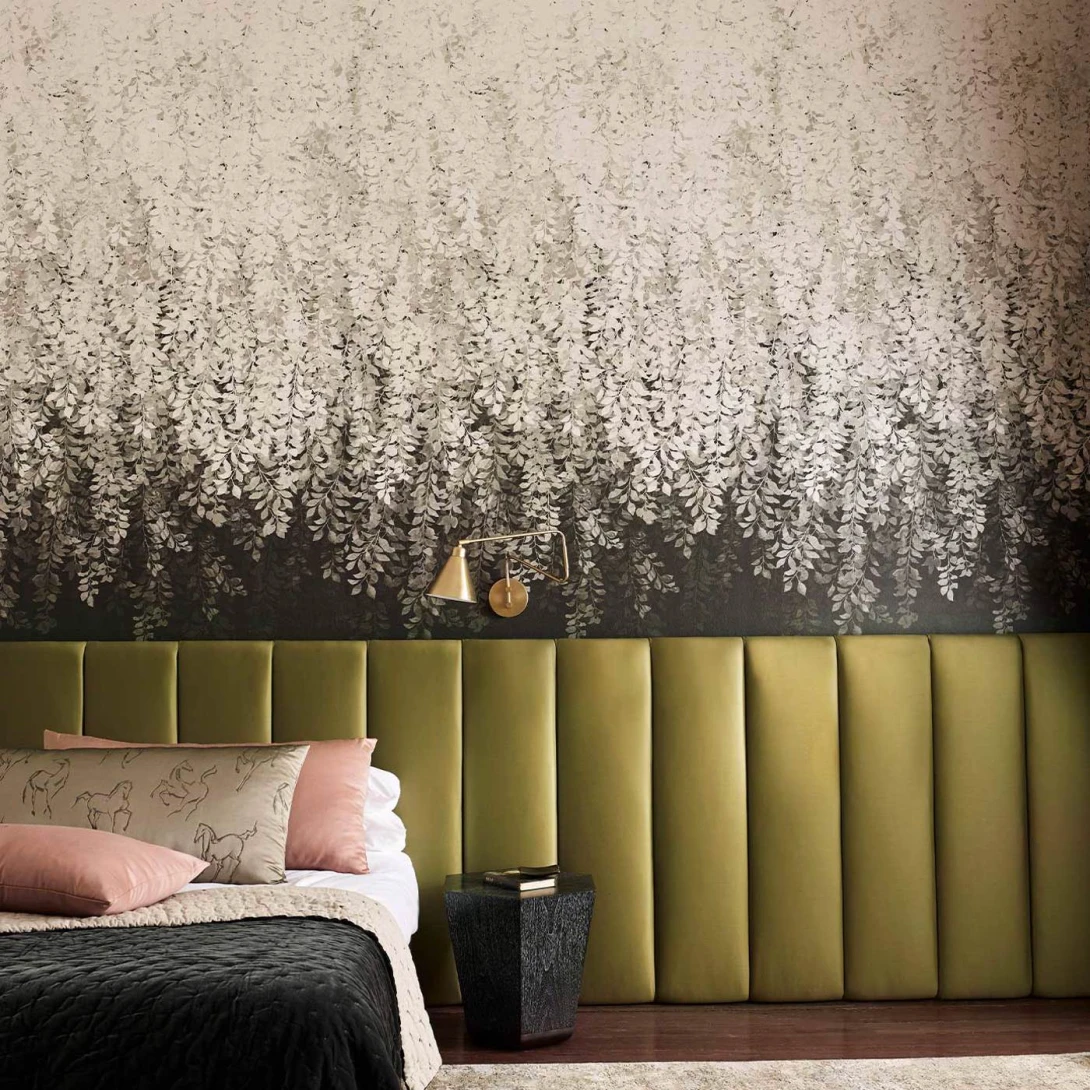 Zoffany 313002 Kensington Walk Tyndall Vine Black - tapeta roślinna